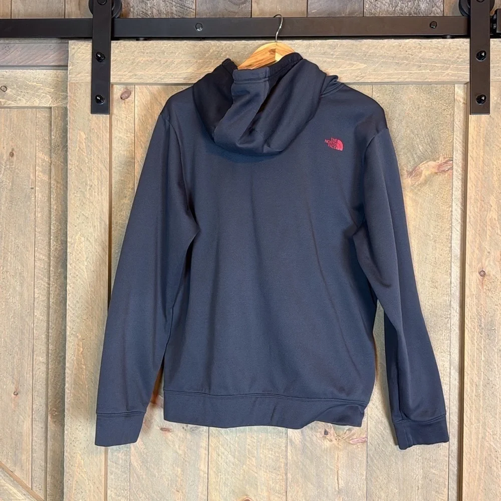 The North Face dark gray and red hoodie sweatshirt Size Large